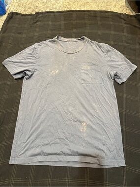 Goodthreads Men's Pocket Tee in Faded Blue with Light Stains